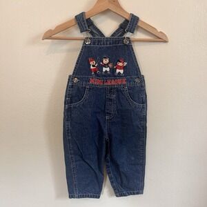 Vintage Embroidered Baseball Boy Denim Cotton Overalls For Boys Size 24 Monthes‎